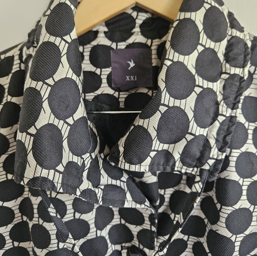 XXI black/white polka dot short sleeved jacket Size M - Picture 6 of 8